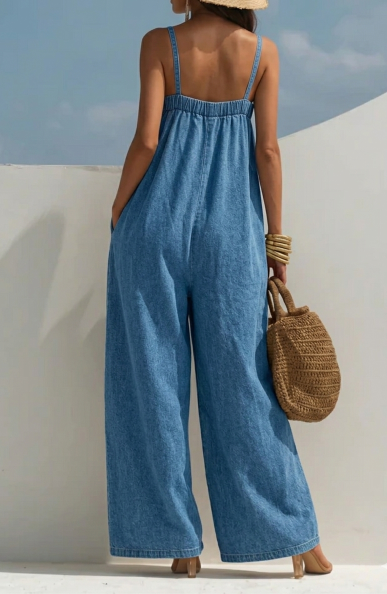 Madison | Tuta in Denim Gamba Larga