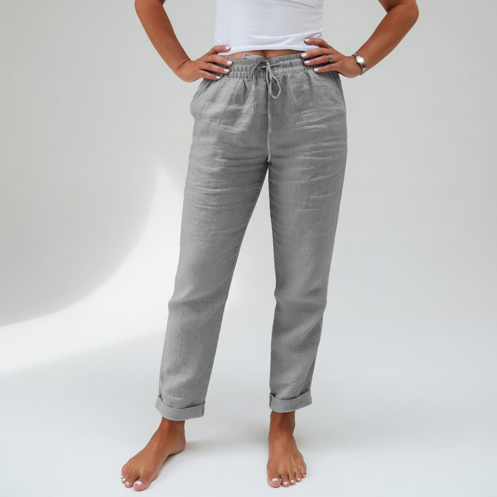 Etta | Rilassato Cotone Gamba Larga Pantaloni with Pockets