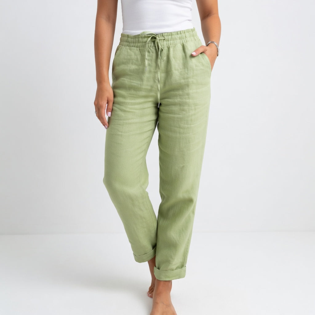 Etta | Rilassato Cotone Gamba Larga Pantaloni with Pockets