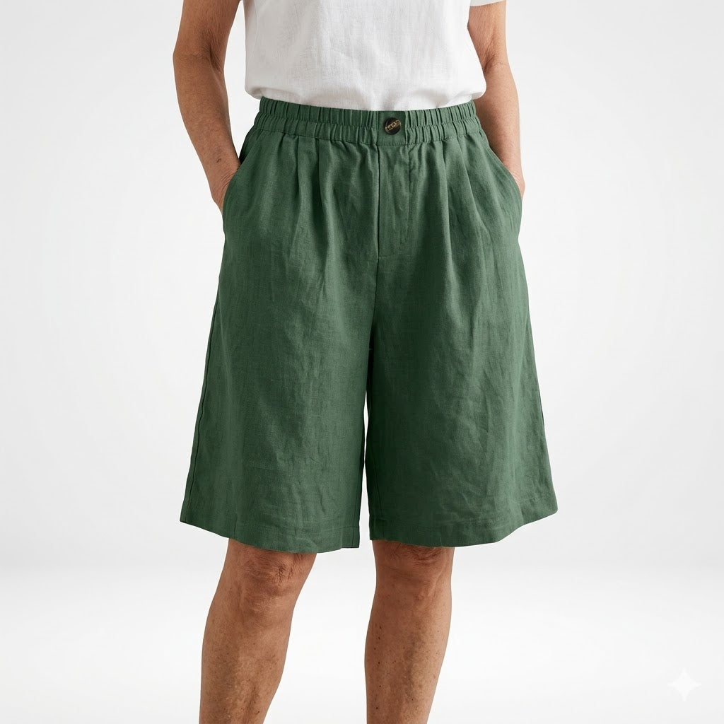 Amberley | Breezy Gamba Larga Lino Shorts with Elastic Waist