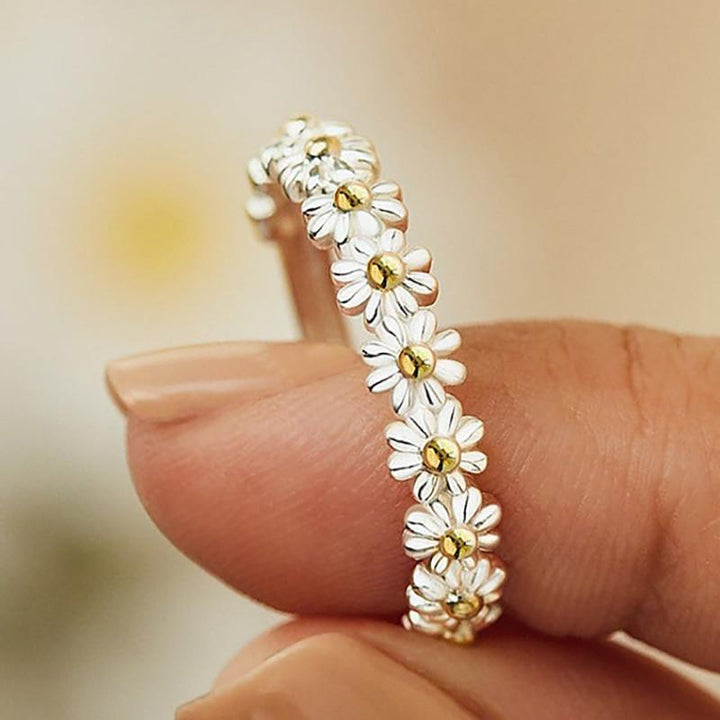 Argento Anello Daisy with Enamel