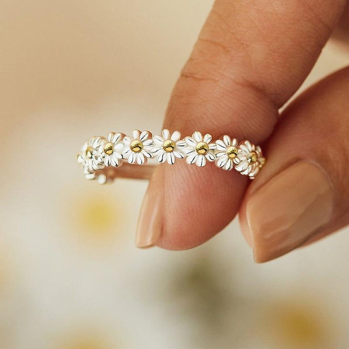 Argento Anello Daisy with Enamel