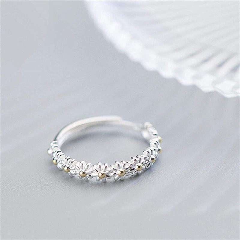 Argento Anello Daisy with Enamel