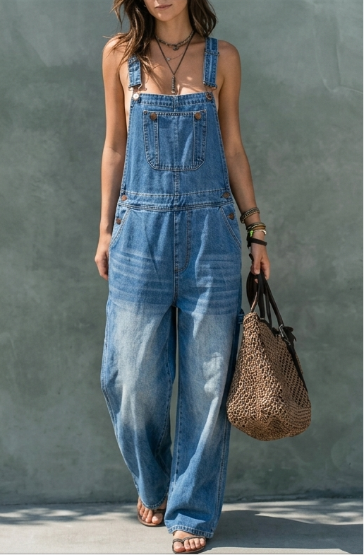 Harper | Tuta in Denim con Vita Elastica