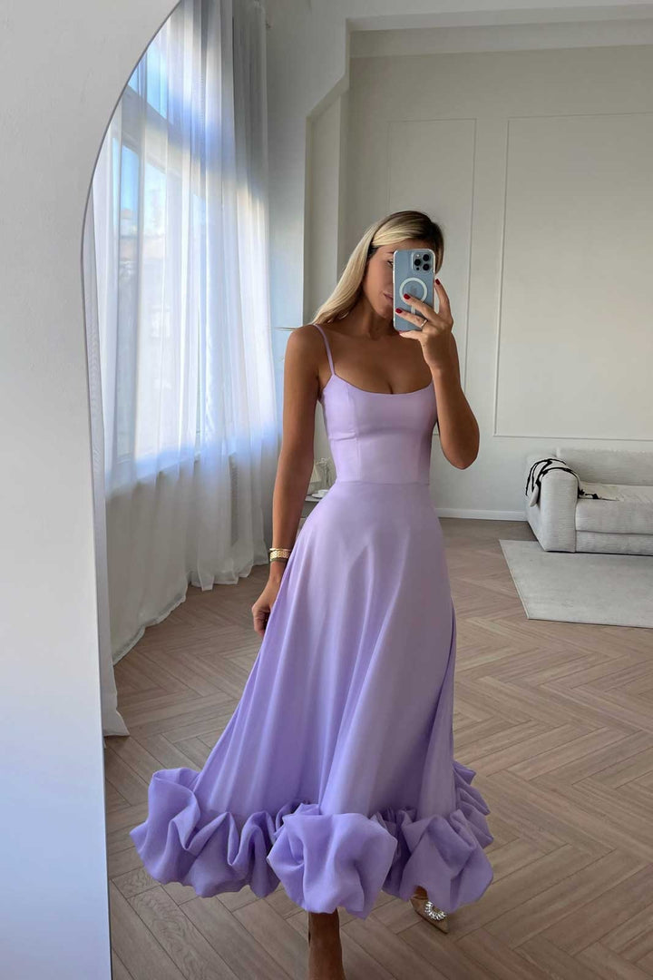 Heather | Abito Midi con Orlo a Balze e Linea ad A