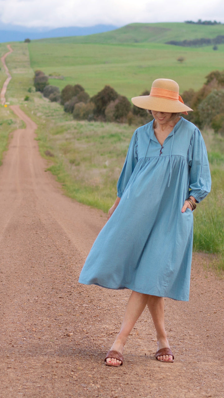 Harriet | Abito in Lino Azzurro