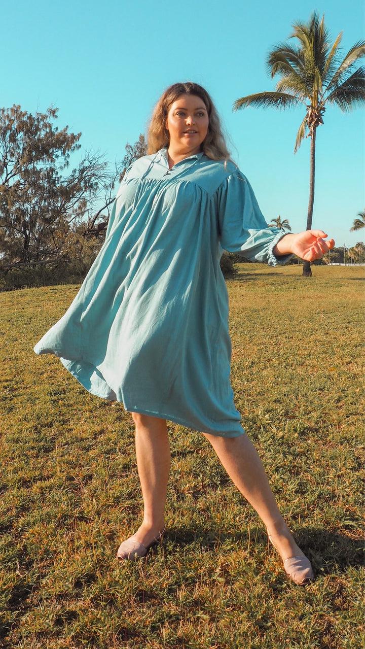 Harriet | Abito in Lino Azzurro