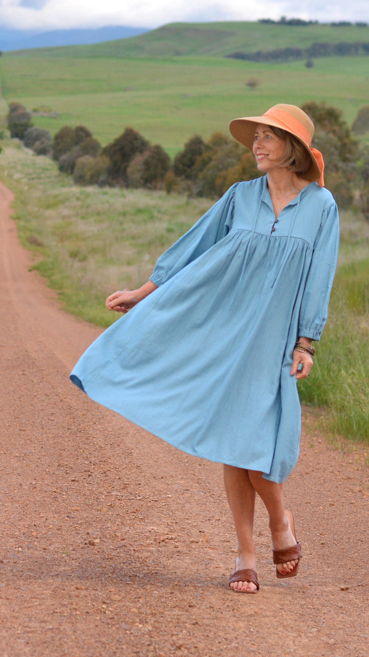 Harriet | Abito in Lino Azzurro