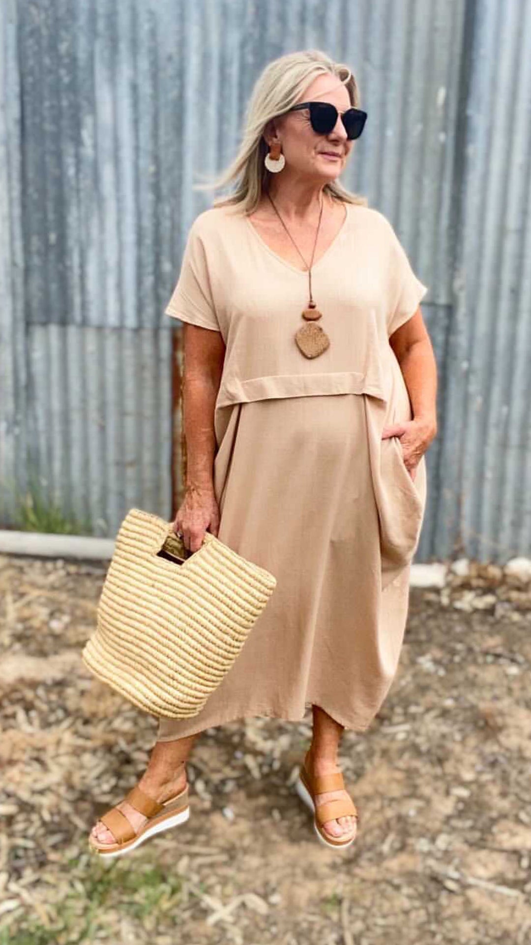 Sophia | Abito Midi in Lino Drappeggiato