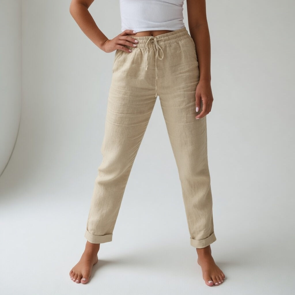 Etta | Rilassato Cotone Gamba Larga Pantaloni with Pockets