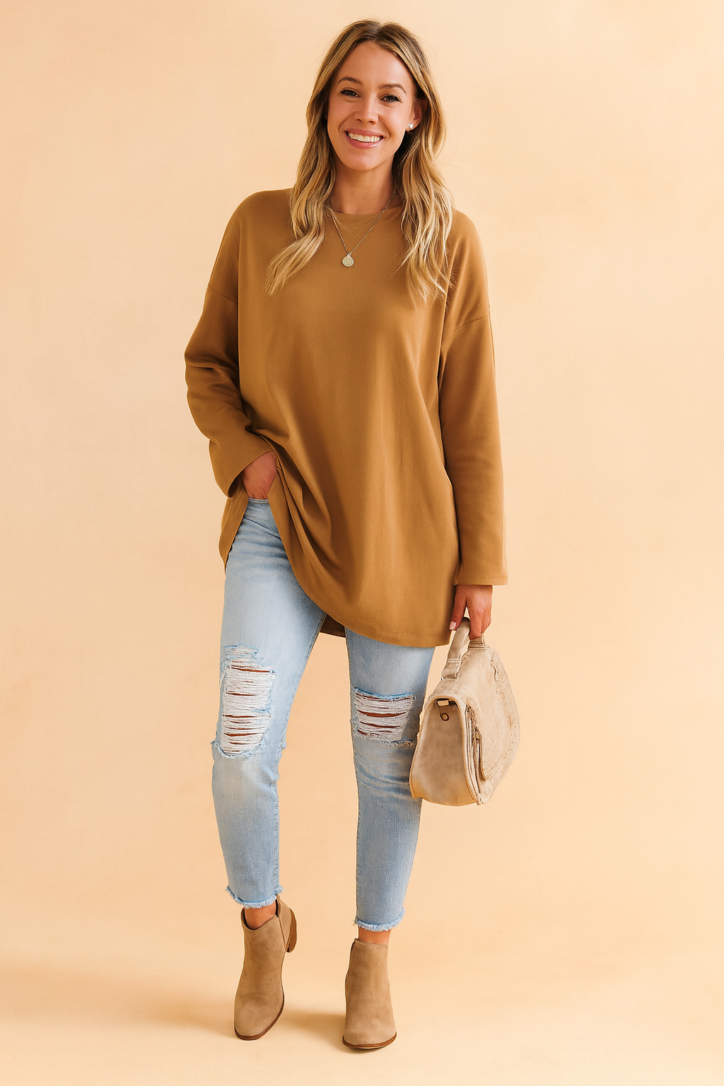 Lexi | Rilassato Manica Lunga Tunic Top