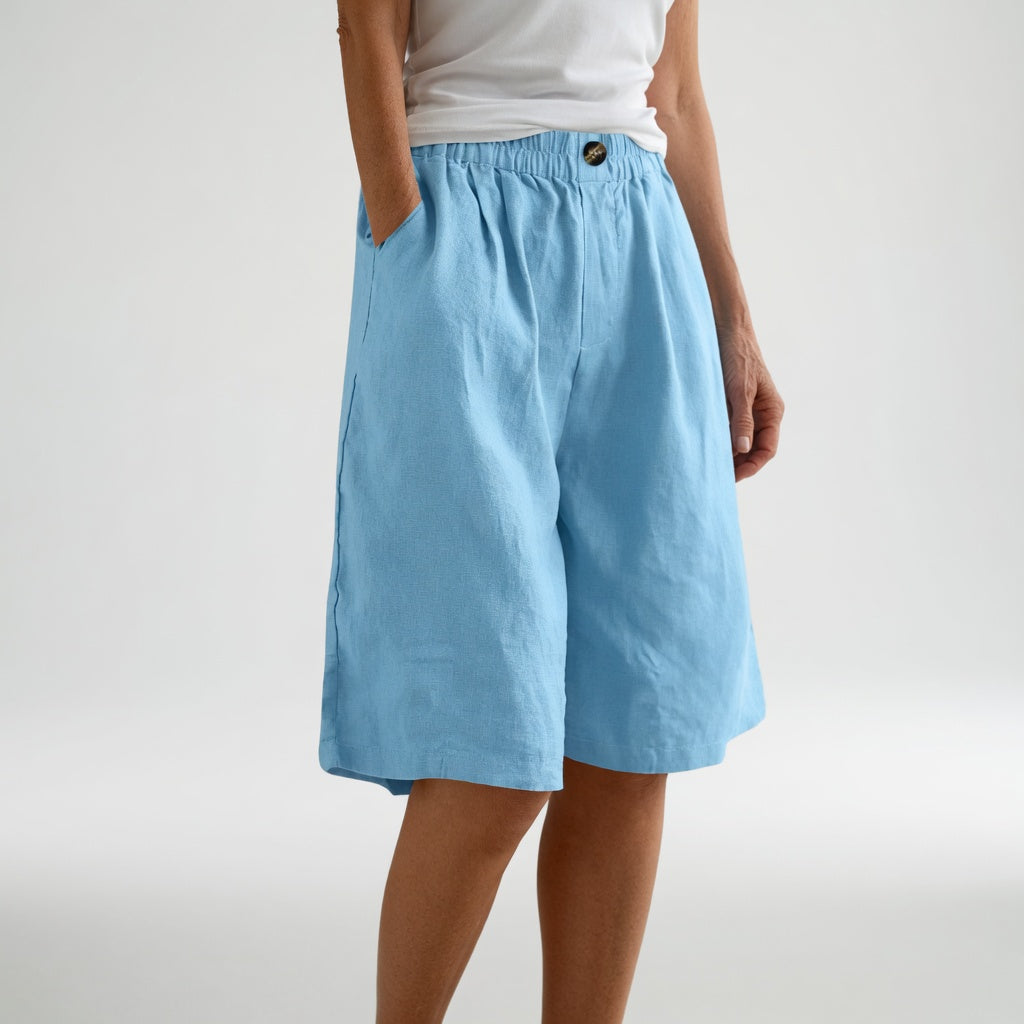 Amberley | Breezy Gamba Larga Lino Shorts with Elastic Waist