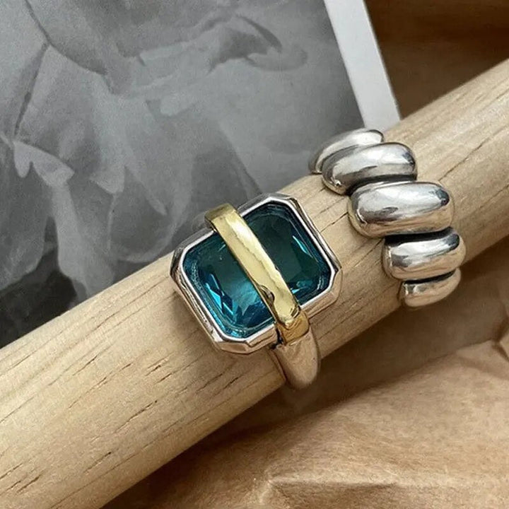 Blu Zircon Argento Anello