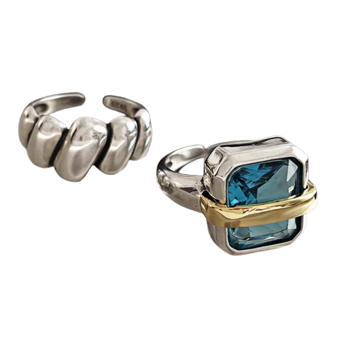 Blu Zircon Argento Anello