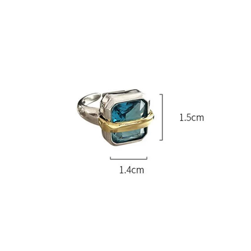 Blu Zircon Argento Anello