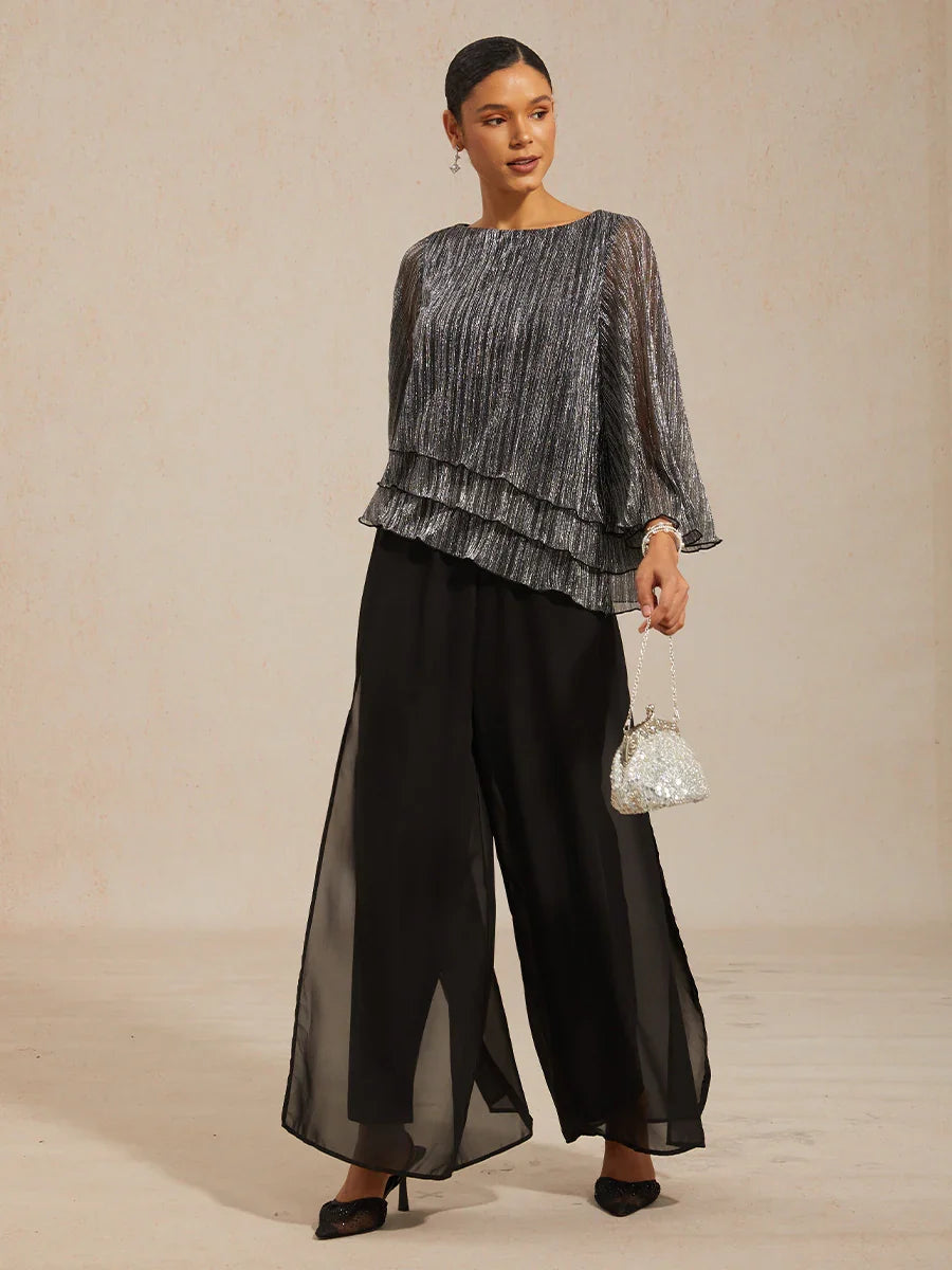 Solenne | Chiffon Split Leg Pantaloni
