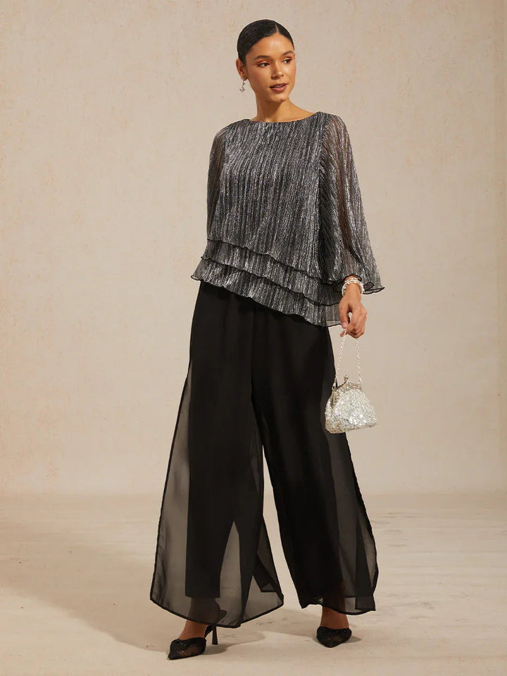 Solenne | Chiffon Split Leg Pantaloni