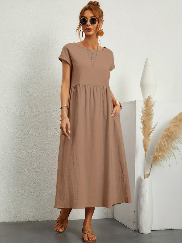 Freya | Leggero Midi Abito with Pockets and Corto Sleeves