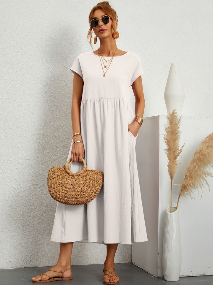 Freya | Leggero Midi Abito with Pockets and Corto Sleeves