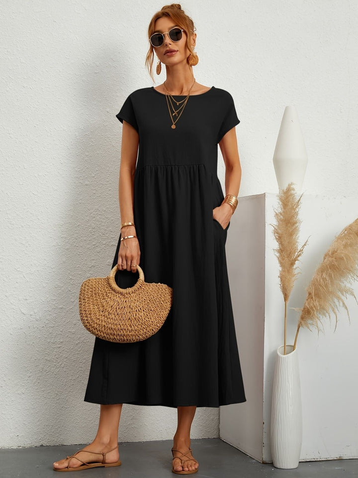 Freya | Leggero Midi Abito with Pockets and Corto Sleeves