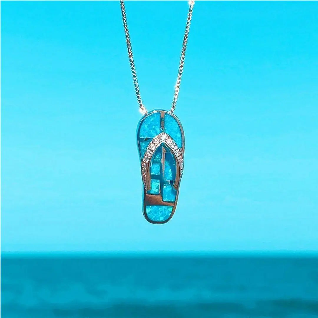 Collana con Ciondolo Tongs in Argento con Opale Bleue