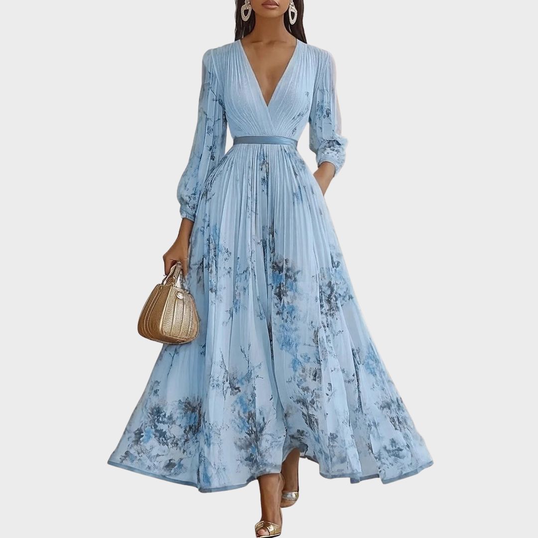 Rowena | Elegante Pleated Maxi Abito