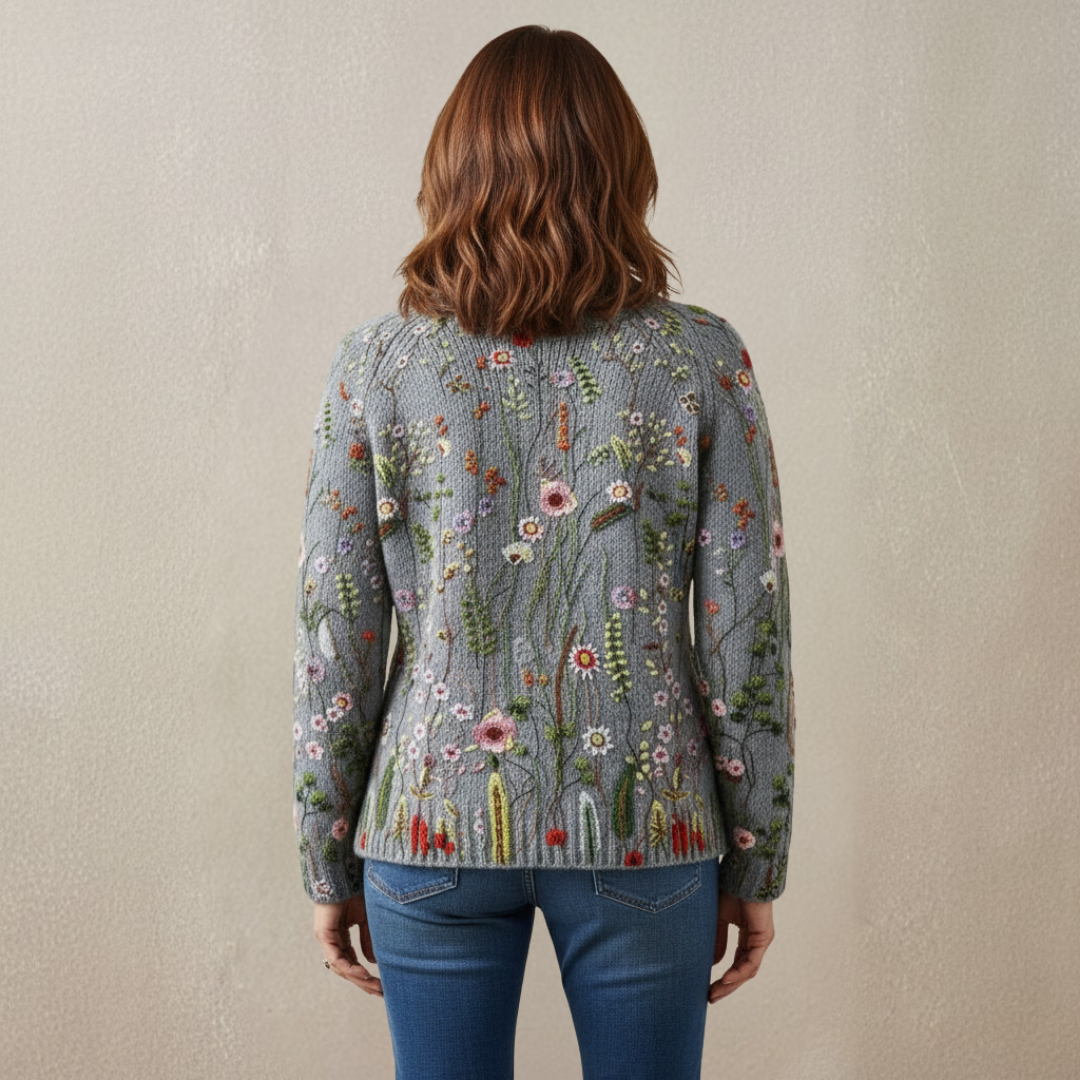 Maurine | Maglione a Collo Alto Stampa Floreale Vintage