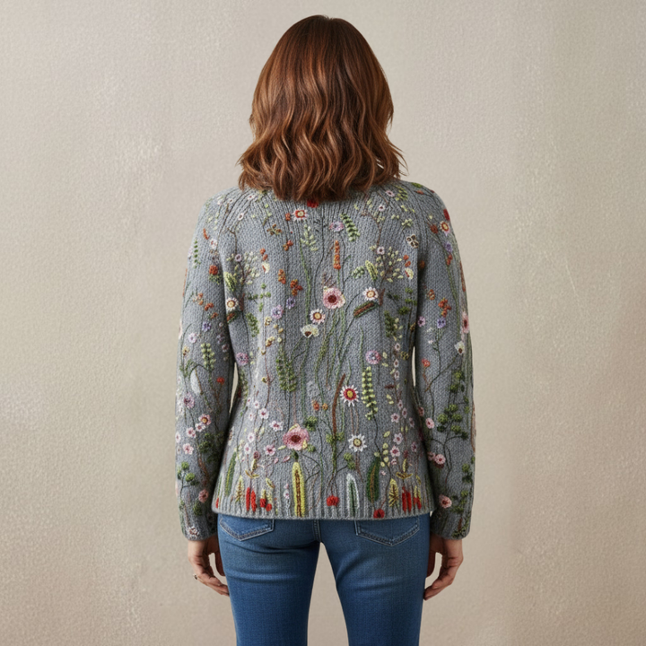 Maurine | Maglione a Collo Alto Stampa Floreale Vintage
