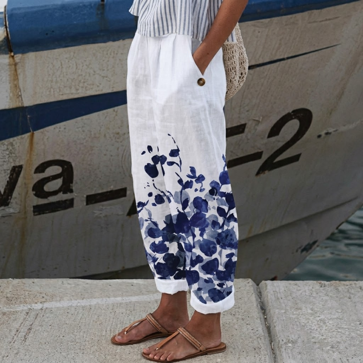 Ilana | Elegante Vintage Floreale Stampa Pantaloni