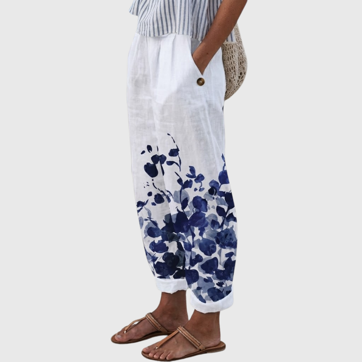 Ilana | Elegante Vintage Floreale Stampa Pantaloni