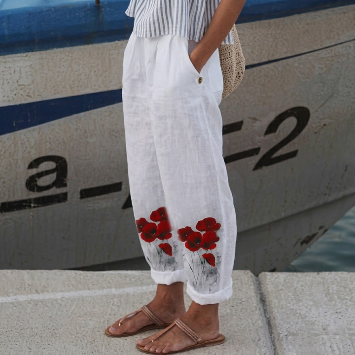 Joanna | Elegante Vintage Floreale Stampa Pantaloni
