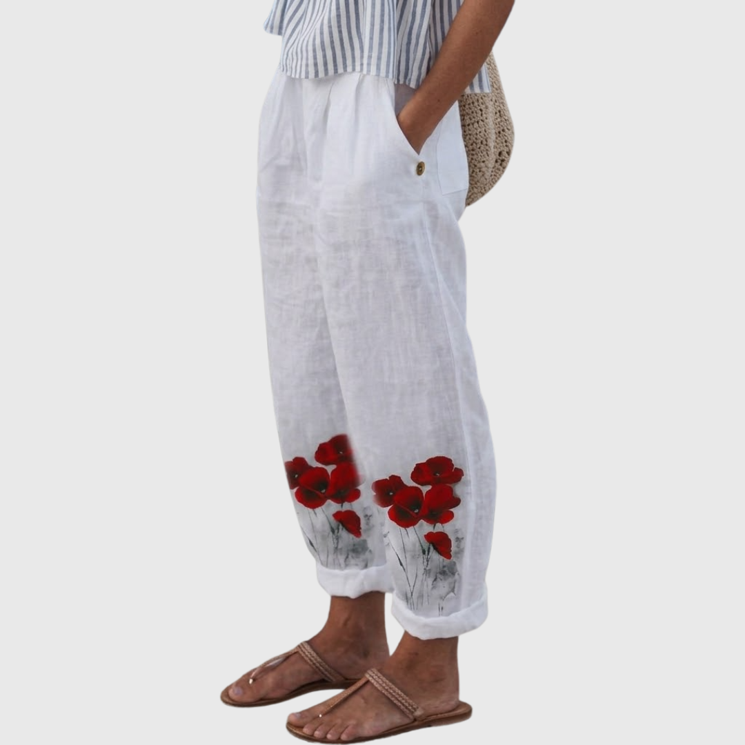 Joanna | Elegante Vintage Floreale Stampa Pantaloni