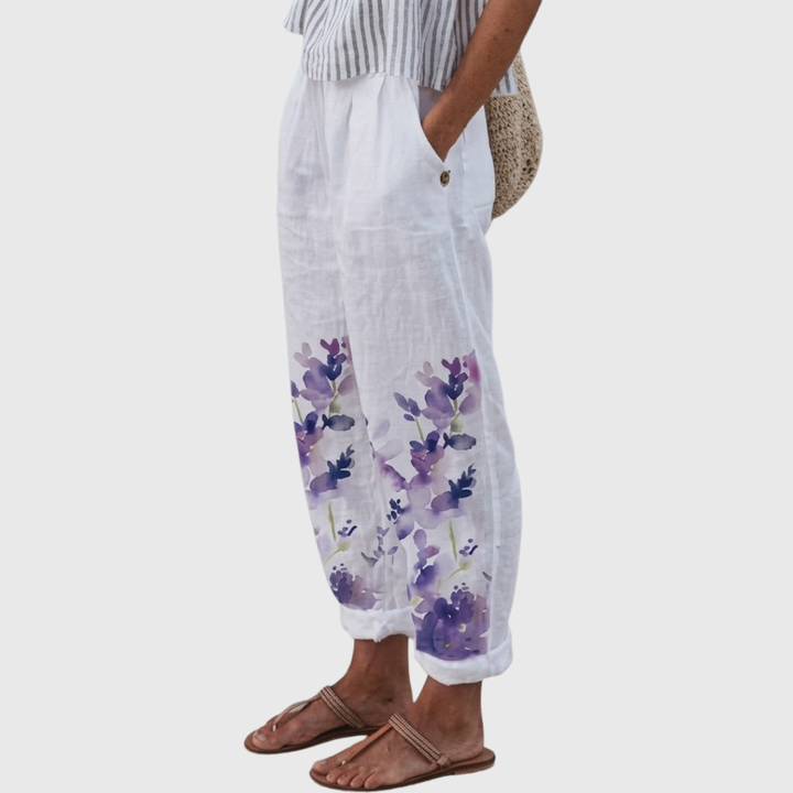 Justine | Elegante Vintage Floreale Stampa Pantaloni