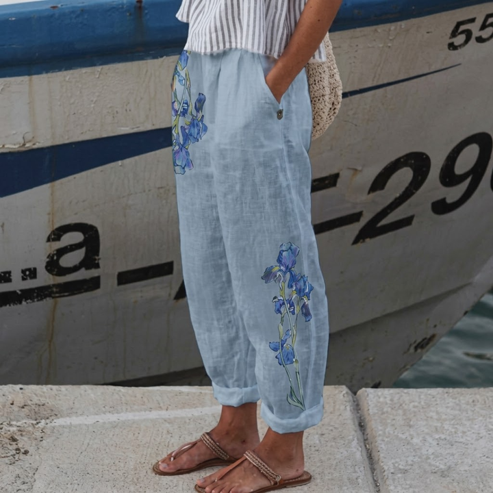 Kelsey | Elegante Vintage Floreale Stampa Pantaloni