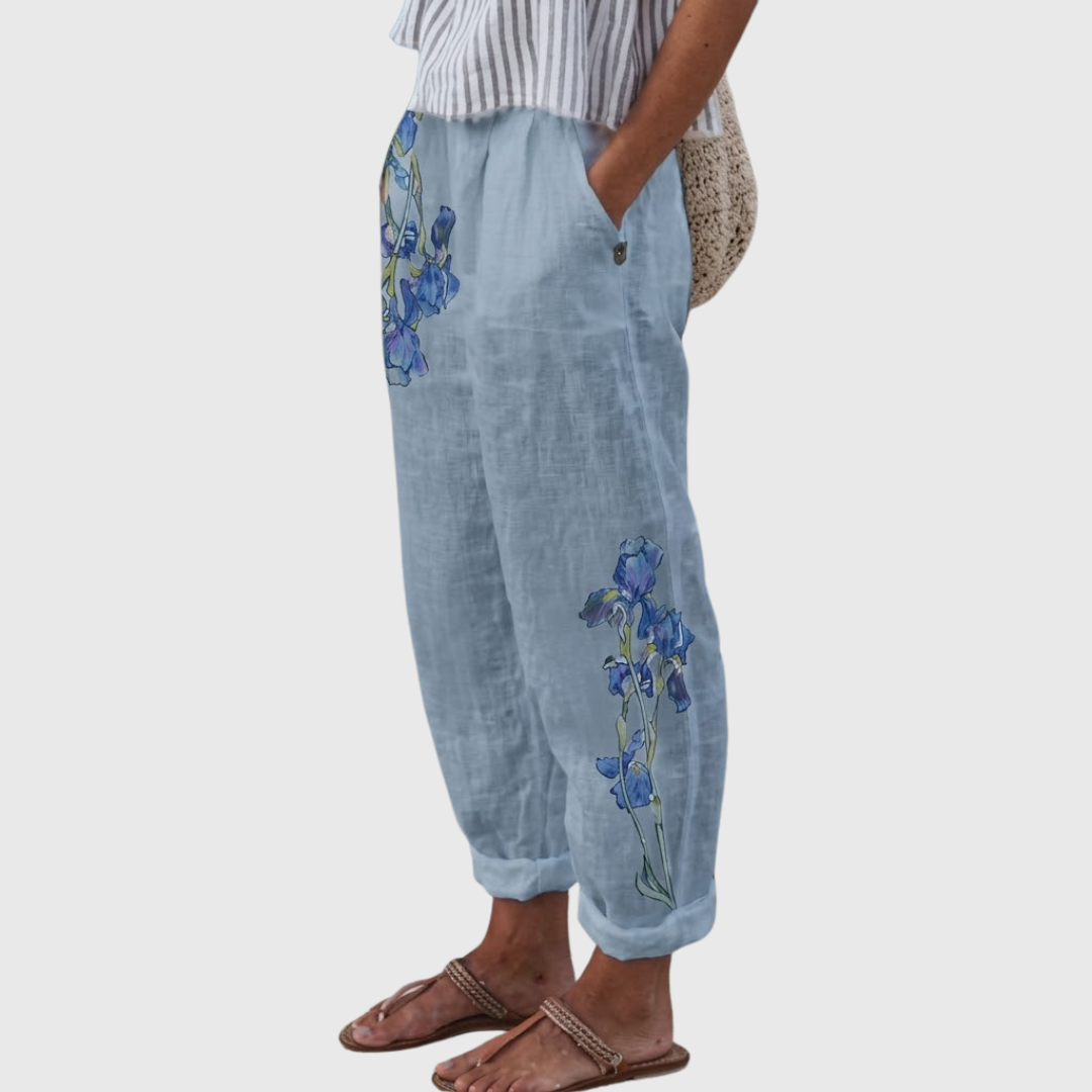 Kelsey | Elegante Vintage Floreale Stampa Pantaloni