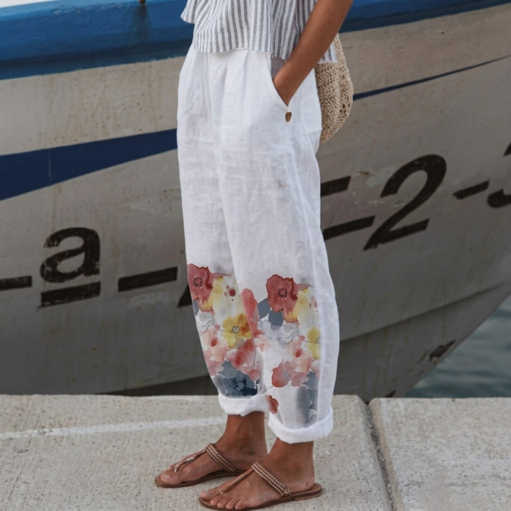 Lorena | Elegante Vintage Floreale Stampa Pantaloni