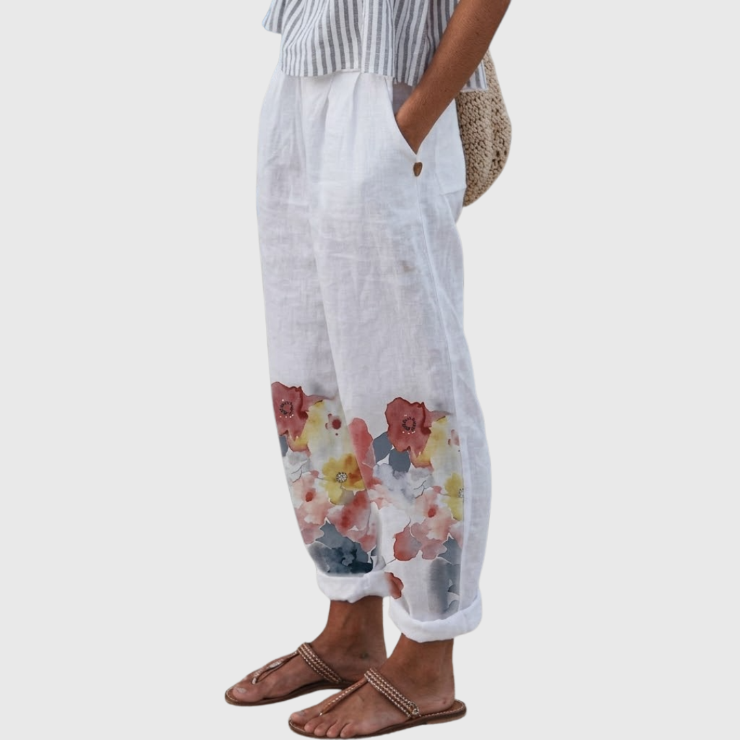 Lorena | Elegante Vintage Floreale Stampa Pantaloni