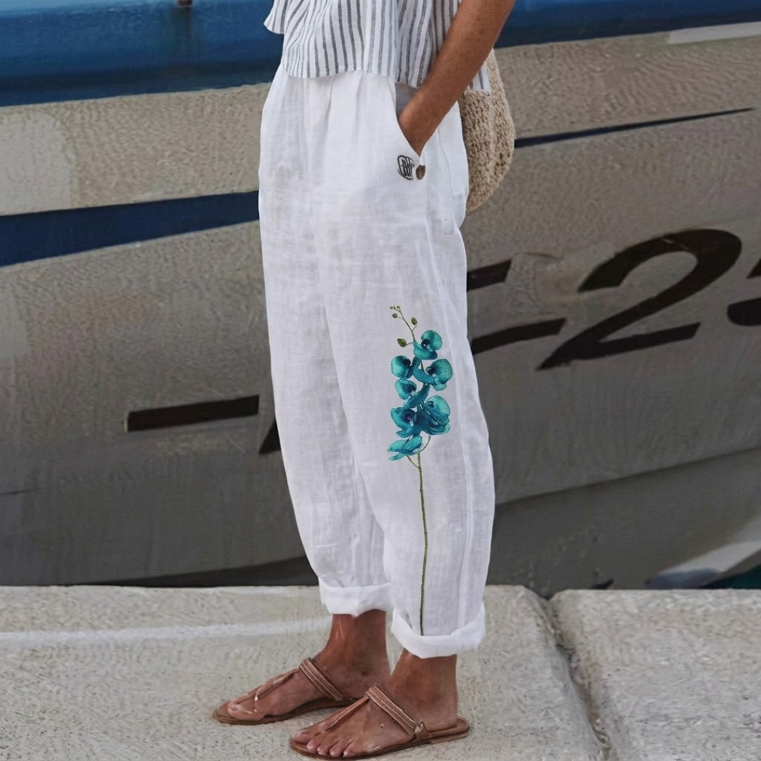 Moira | Elegante Vintage Floreale Stampa Pantaloni
