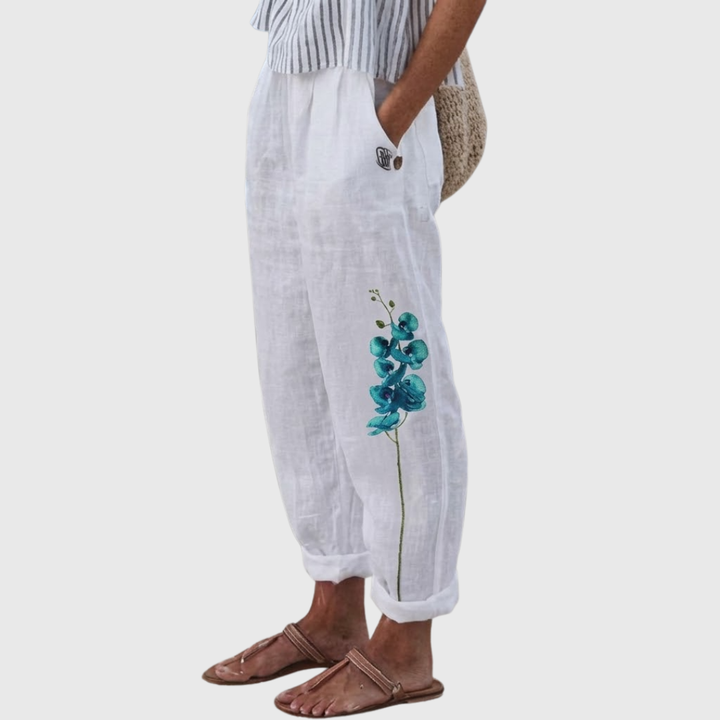Moira | Elegante Vintage Floreale Stampa Pantaloni