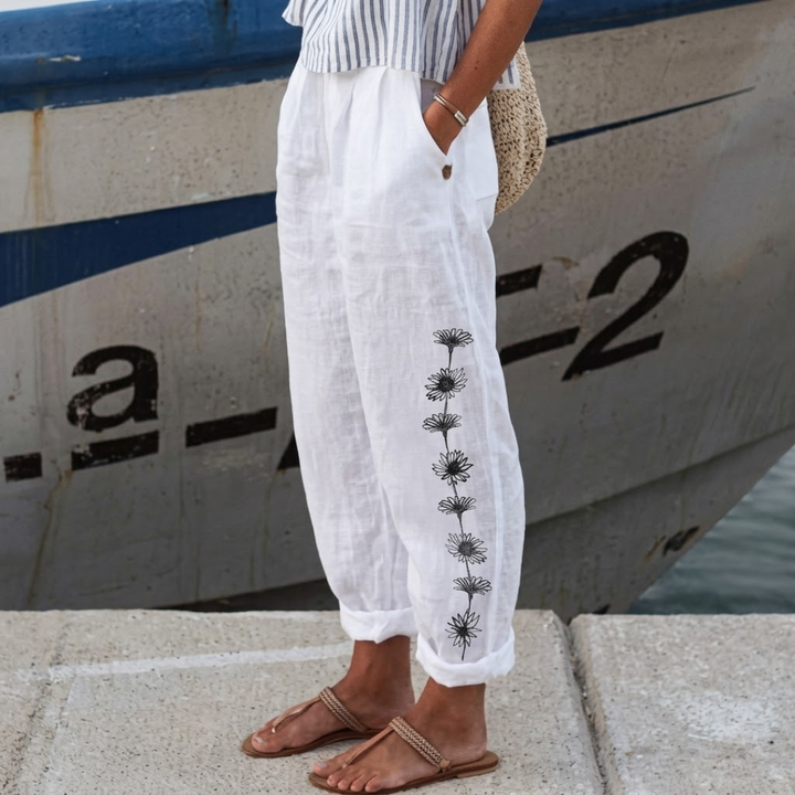 Nadia | Elegante Vintage Floreale Stampa Pantaloni