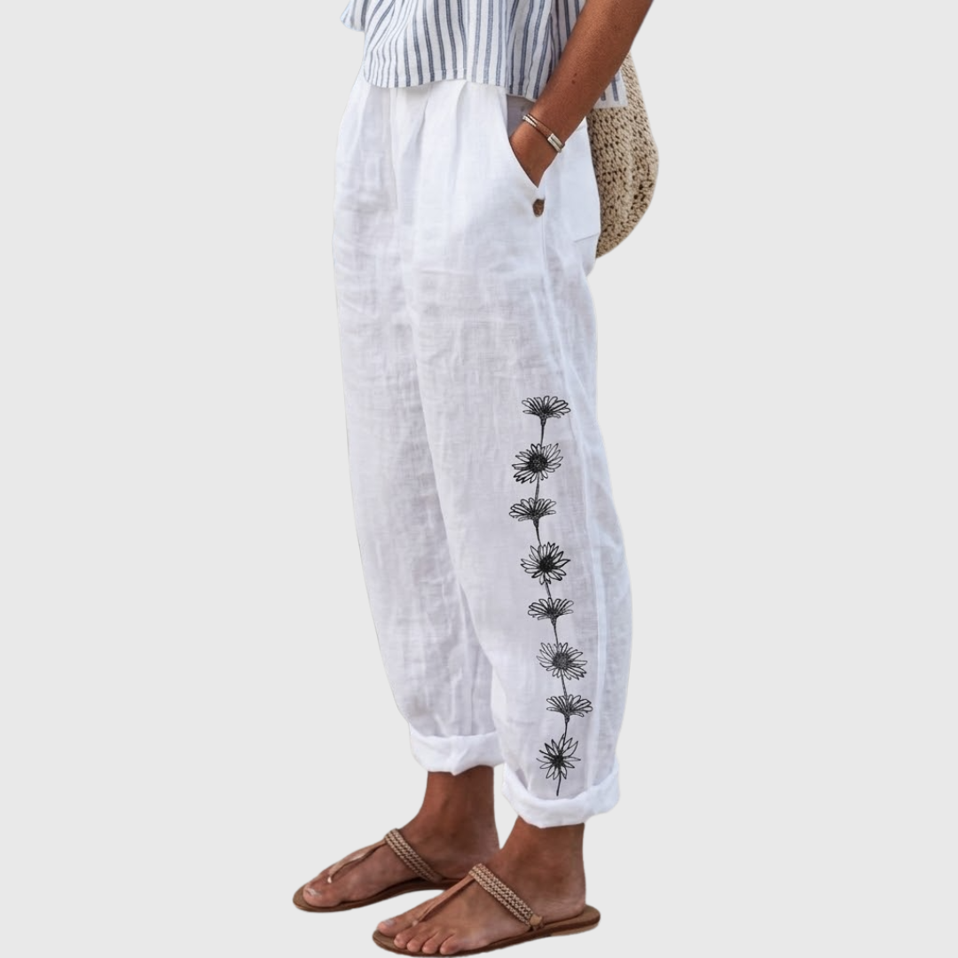 Nadia | Elegante Vintage Floreale Stampa Pantaloni
