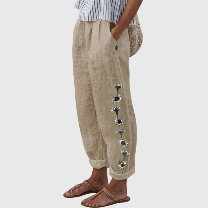 Adrienne | Elegante Vintage Floreale Stampa Pantaloni