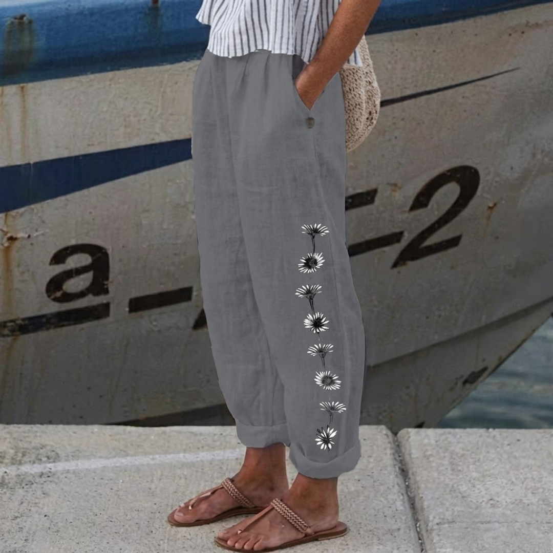 Clarissa | Elegante Vintage Floreale Stampa Pantaloni