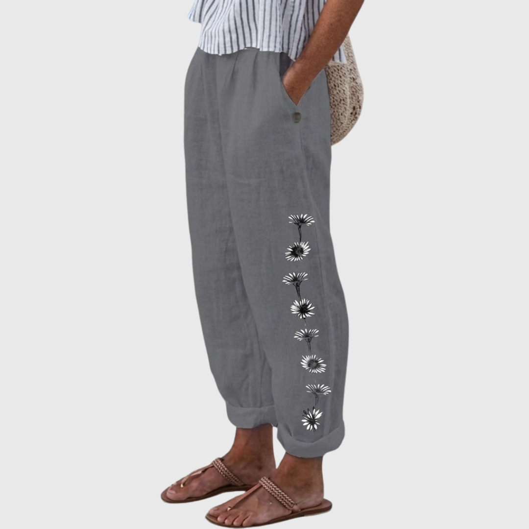 Clarissa | Elegante Vintage Floreale Stampa Pantaloni