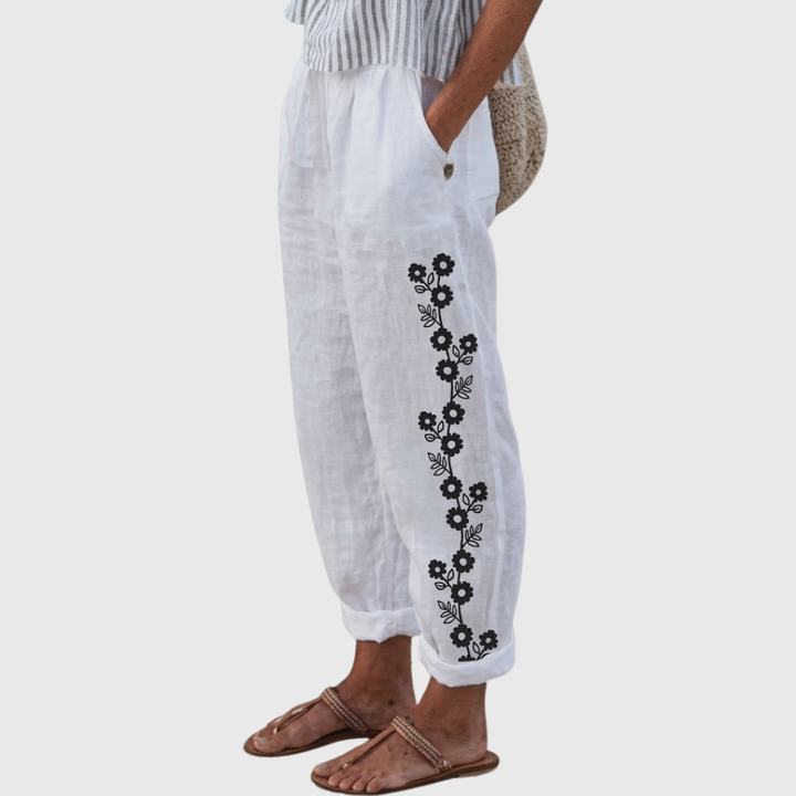 Esther | Elegante Vintage Floreale Stampa Pantaloni