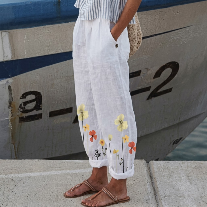 Felicia | Elegante Vintage Floreale Stampa Pantaloni