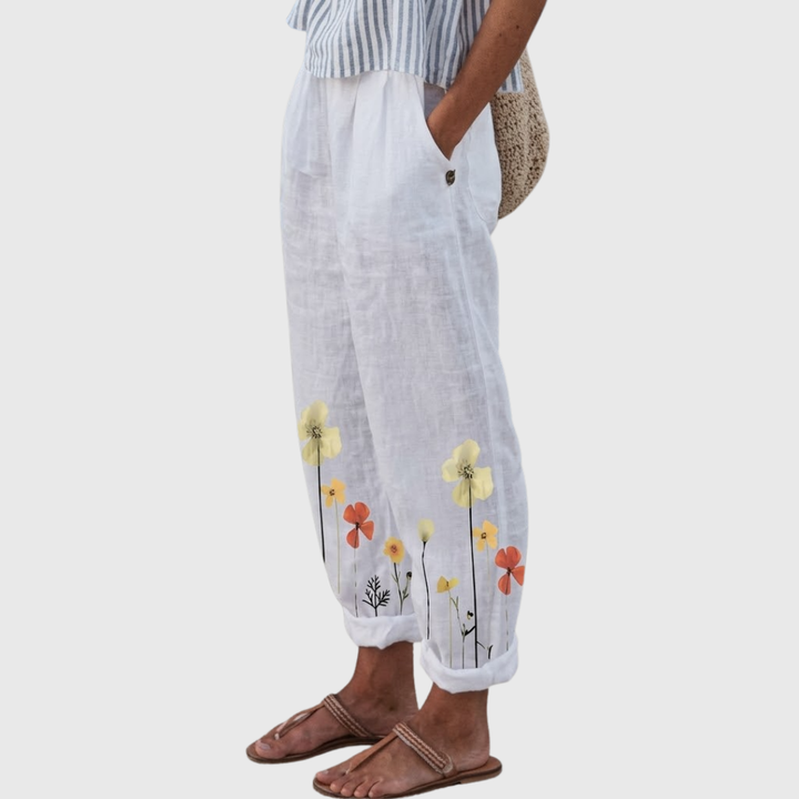 Felicia | Elegante Vintage Floreale Stampa Pantaloni