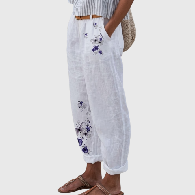 Janine | Elegante Vintage Floreale Stampa Pantaloni