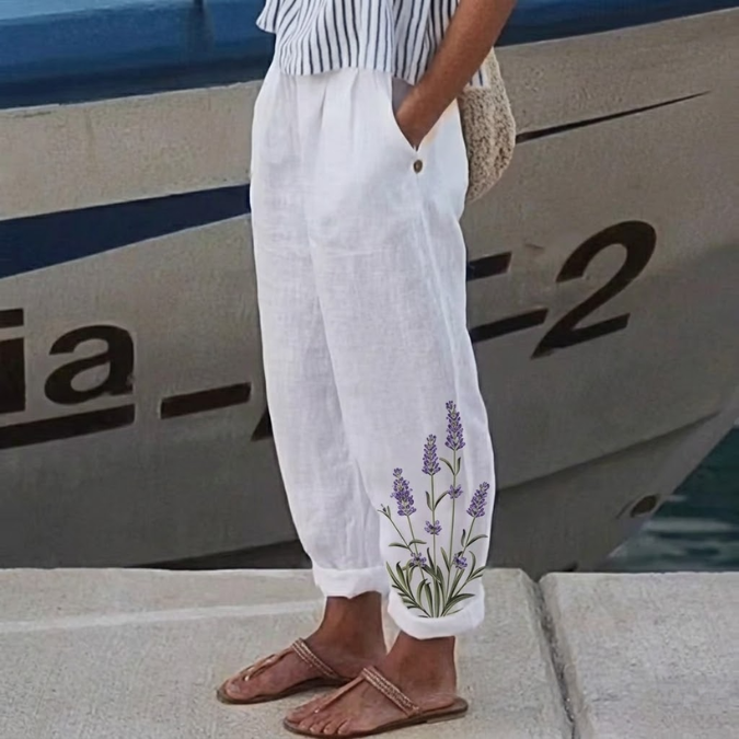 Alana | Elegante Vintage Floreale Stampa Pantaloni