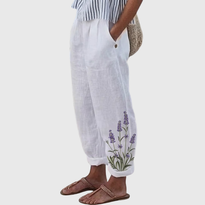 Alana | Elegante Vintage Floreale Stampa Pantaloni